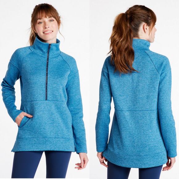 L.L. Bean Jacket Womens Small Petite Blue Flexforward Quilted Pullover Half Zip - Picture 1 of 8